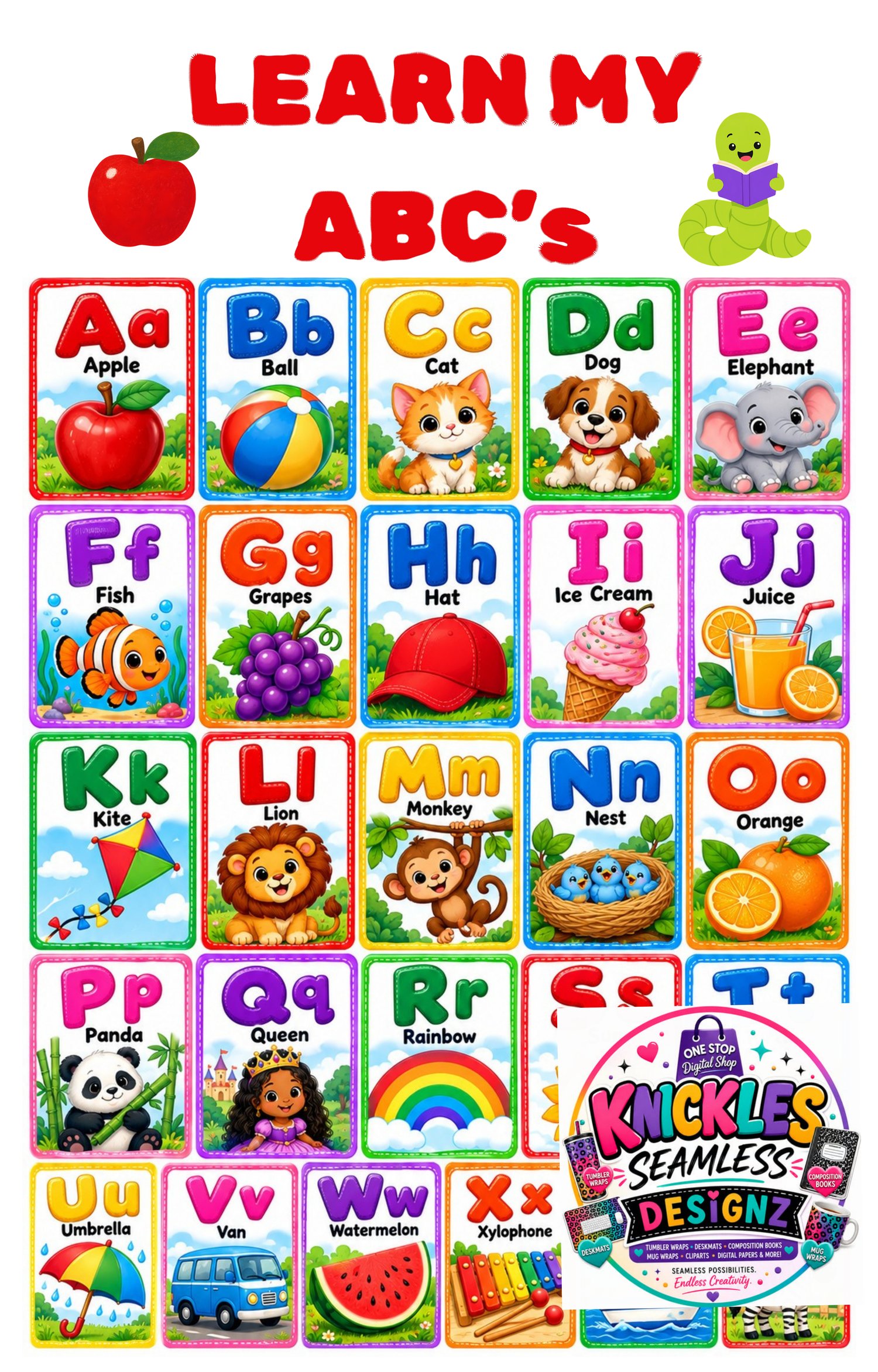 Abcip Chart ABC Chart Printable - Learn My ABC's 🍎🏀😺 - Alphabet Poster for Kids ...