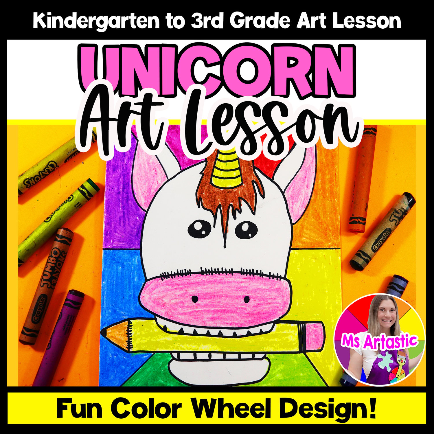 Unicorn Color Wheel Art Lesson Directed Drawing Crayon Color Theory ...