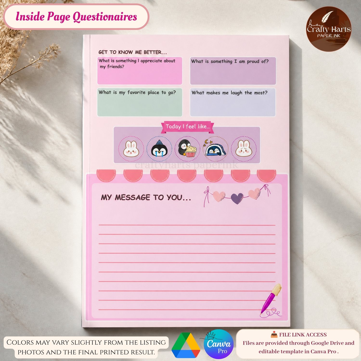 Slambook Inside Page 2nd Questionnaires