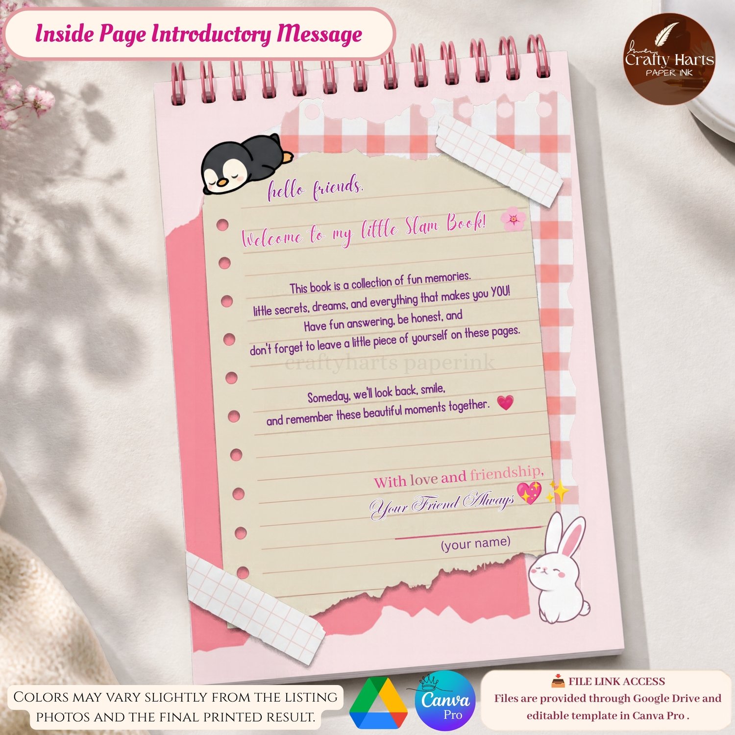 Slambook Inside Page Introductory Message