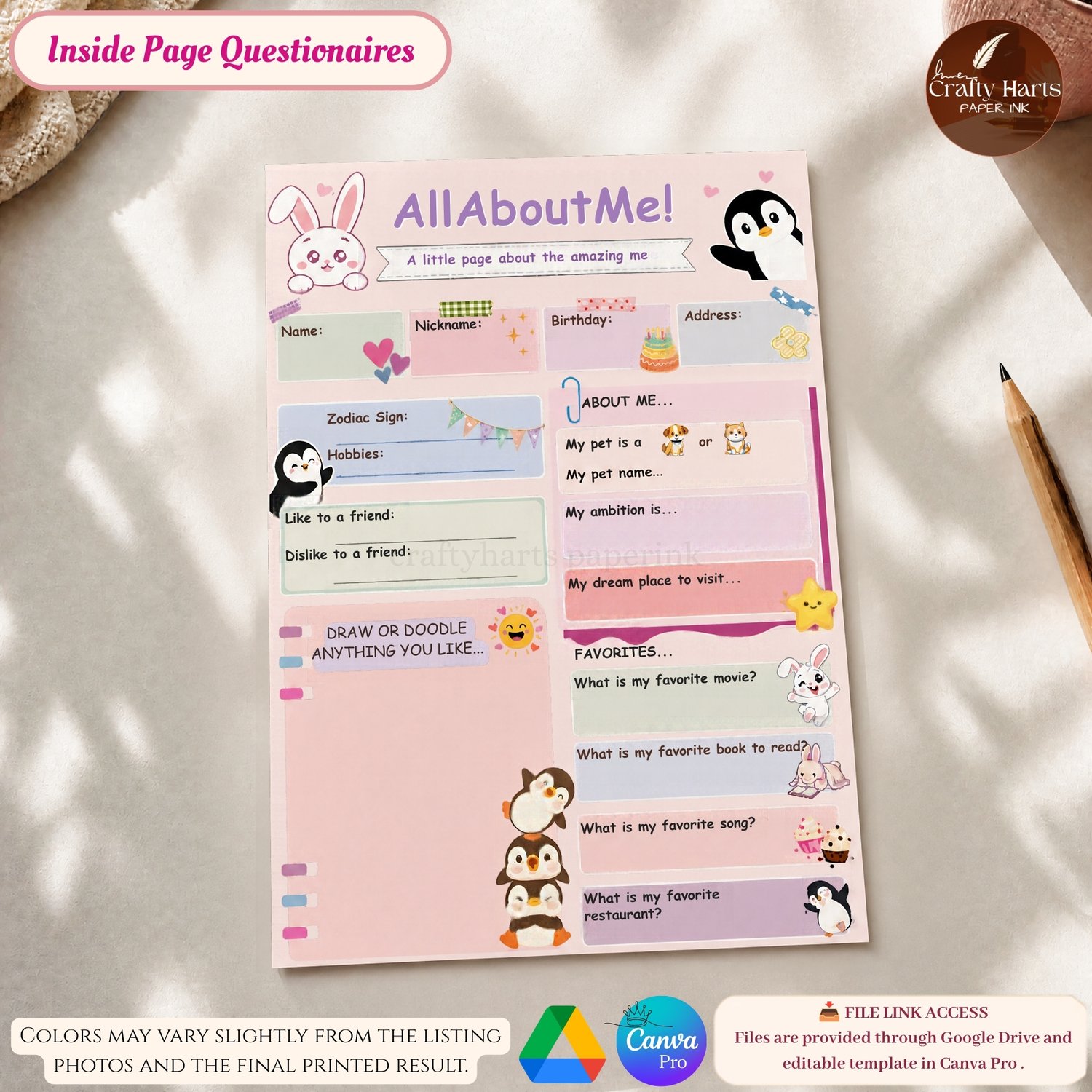 Slambook Inside Page 1st Questionnaires