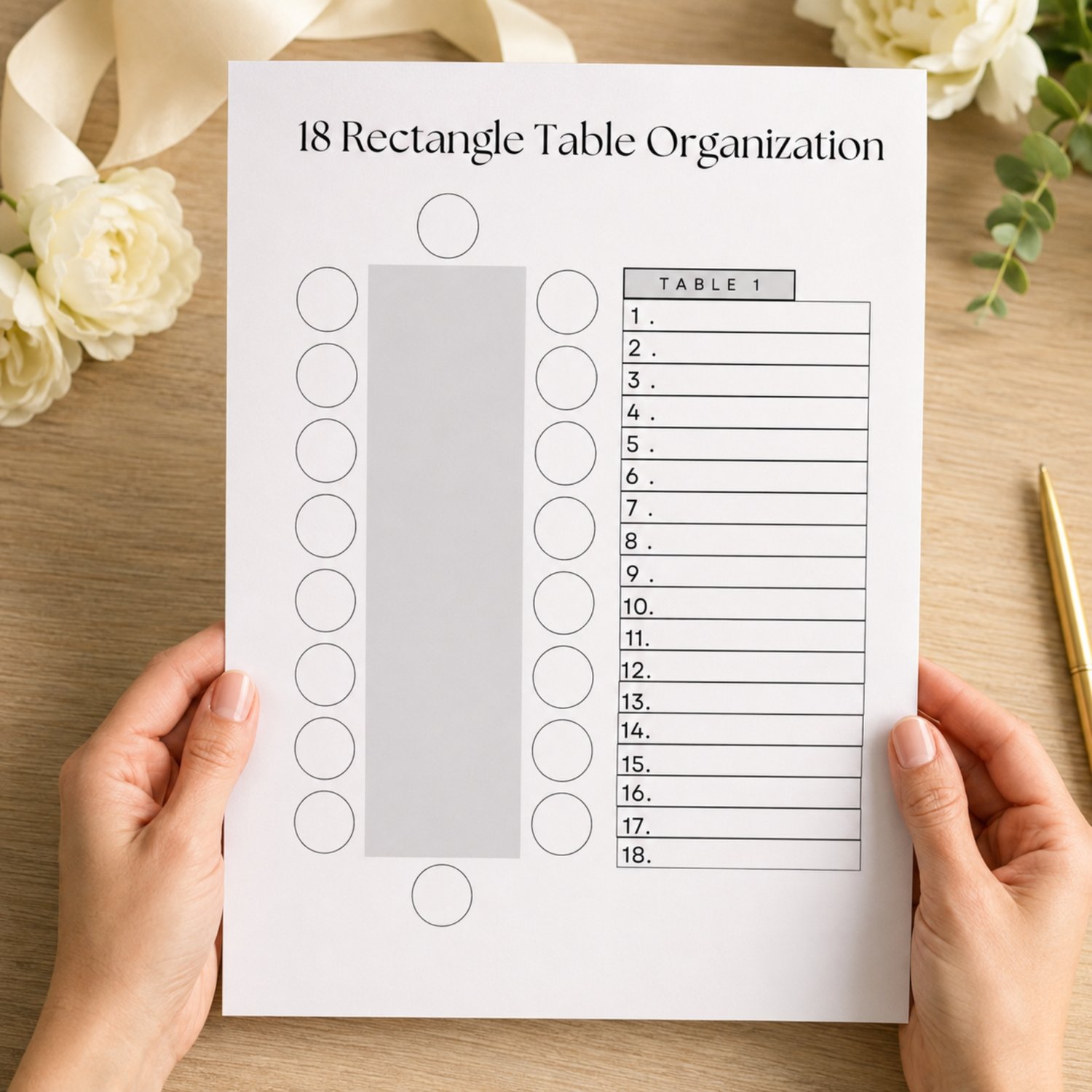 Twenty-page editable wedding table seating chart planner in US Letter size, featuring printable guest organization and table-planning pages for Canva.