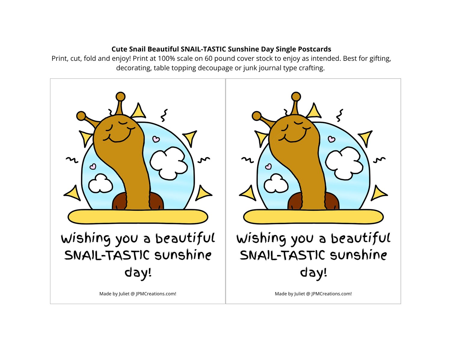 Cute Snail Beautiful Sunshine Day Postcard