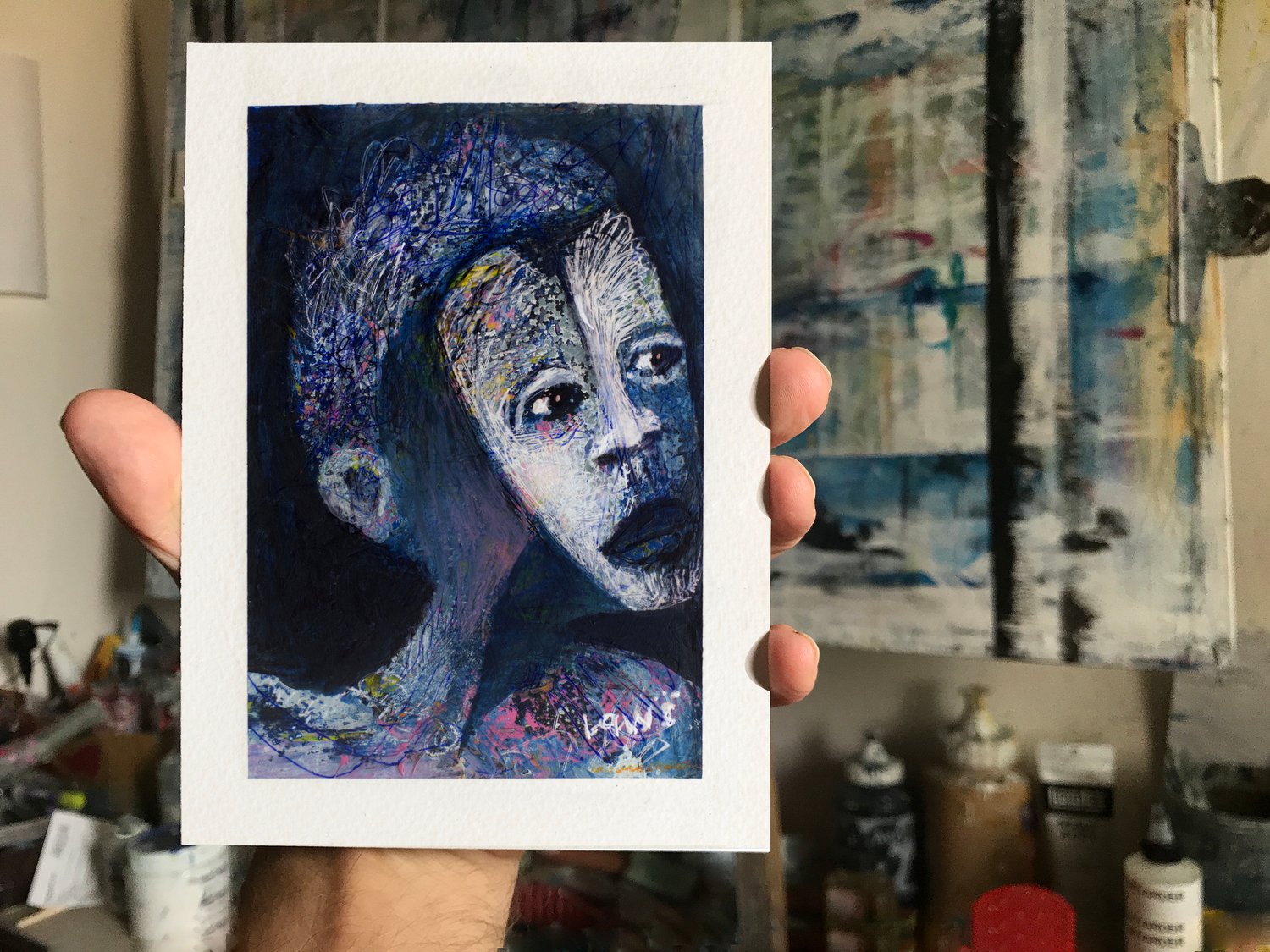 small art collection 5x7 abstract faces