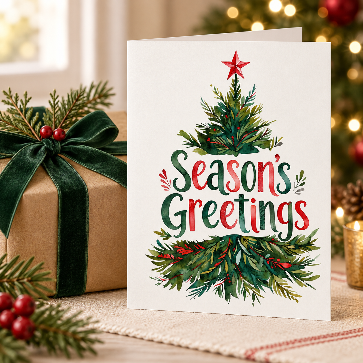 Printable Seasons Greetings Holiday Card