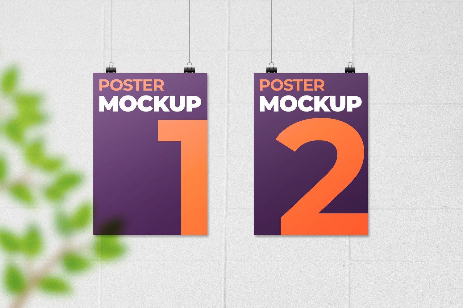 Poster on white wall mockup with shadow from graphicsregion