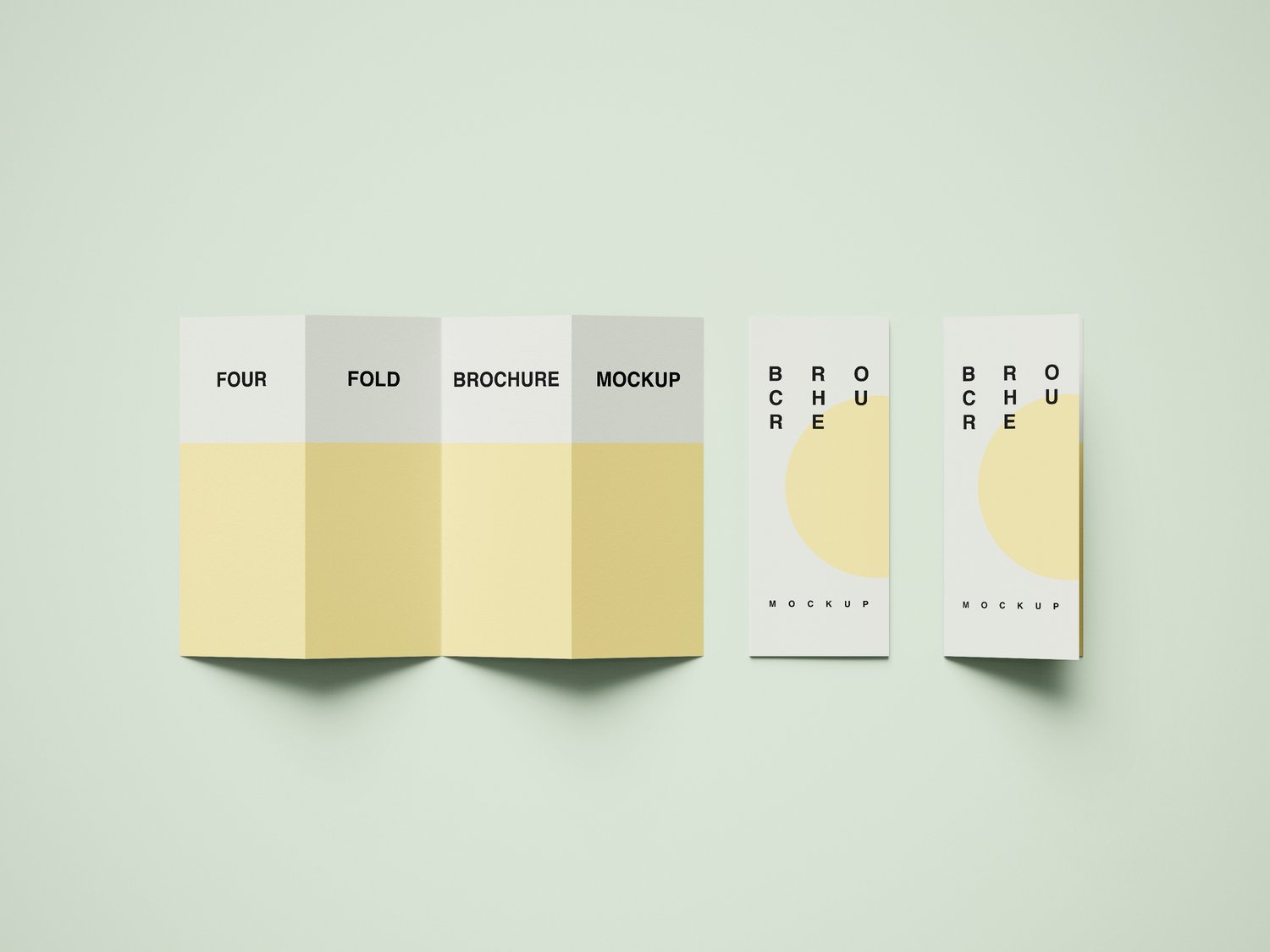 Four fold brochure mockup psd