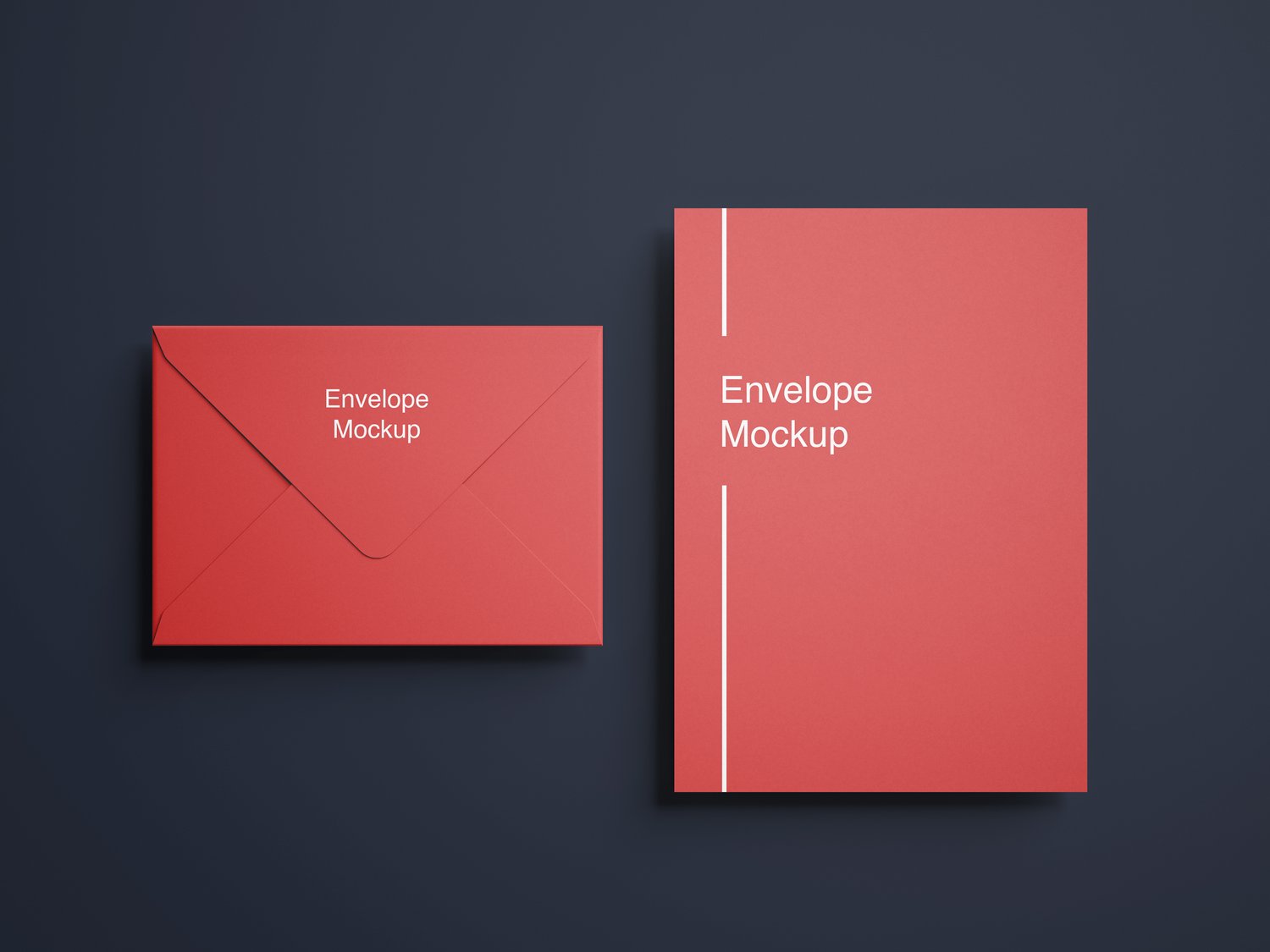 Top view envelope and letterhead mockup