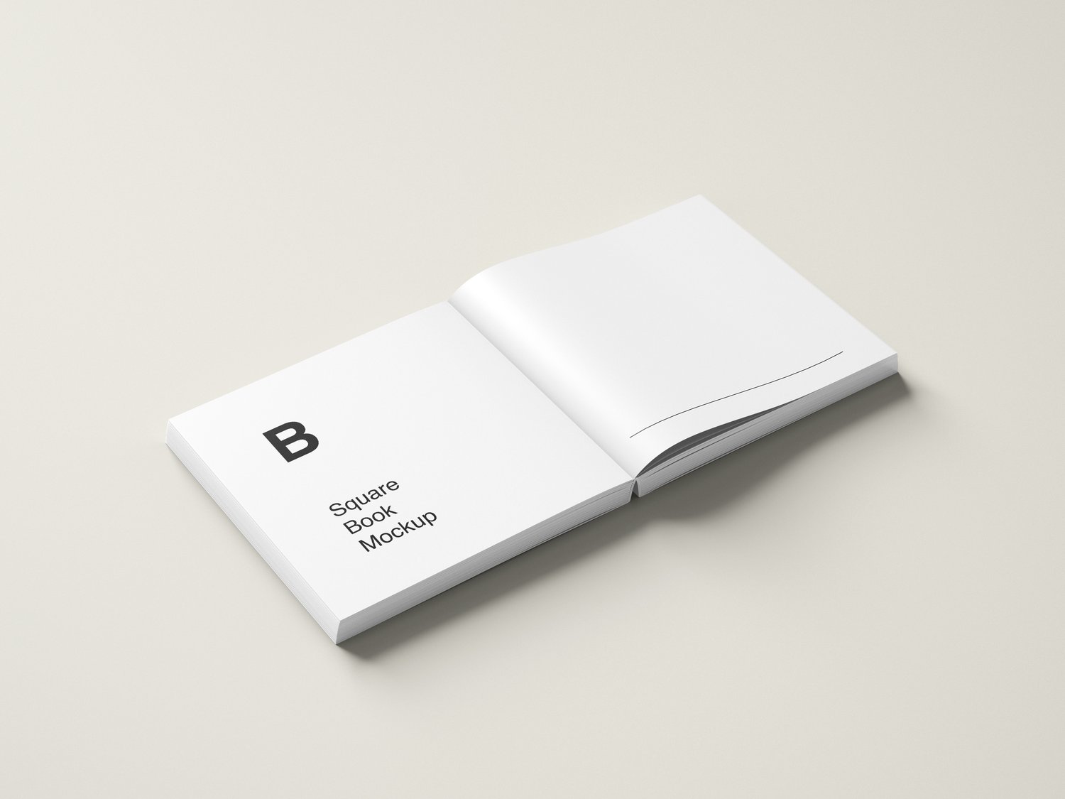 Opened square book or magazine mockup high angle view