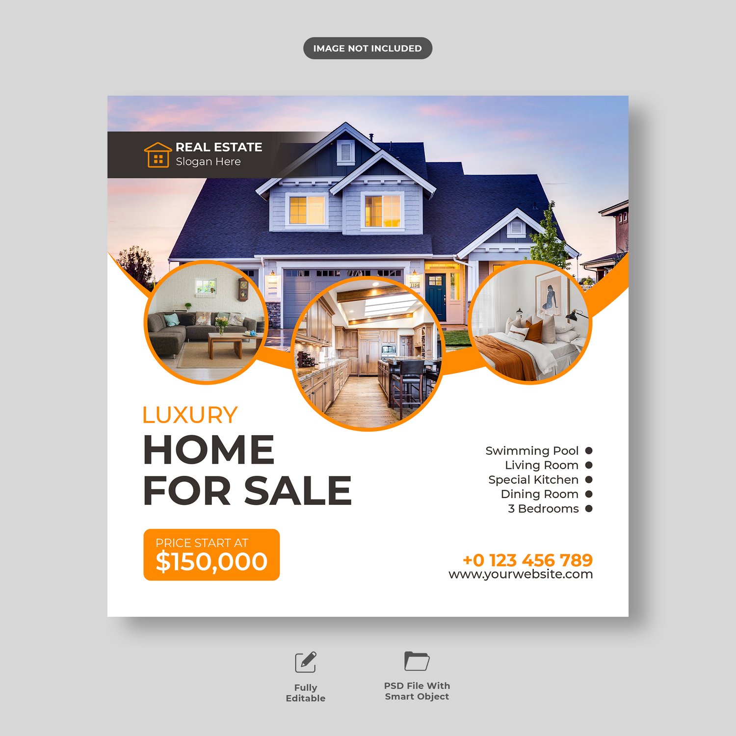 Real estate house social media instagram post or web banner template