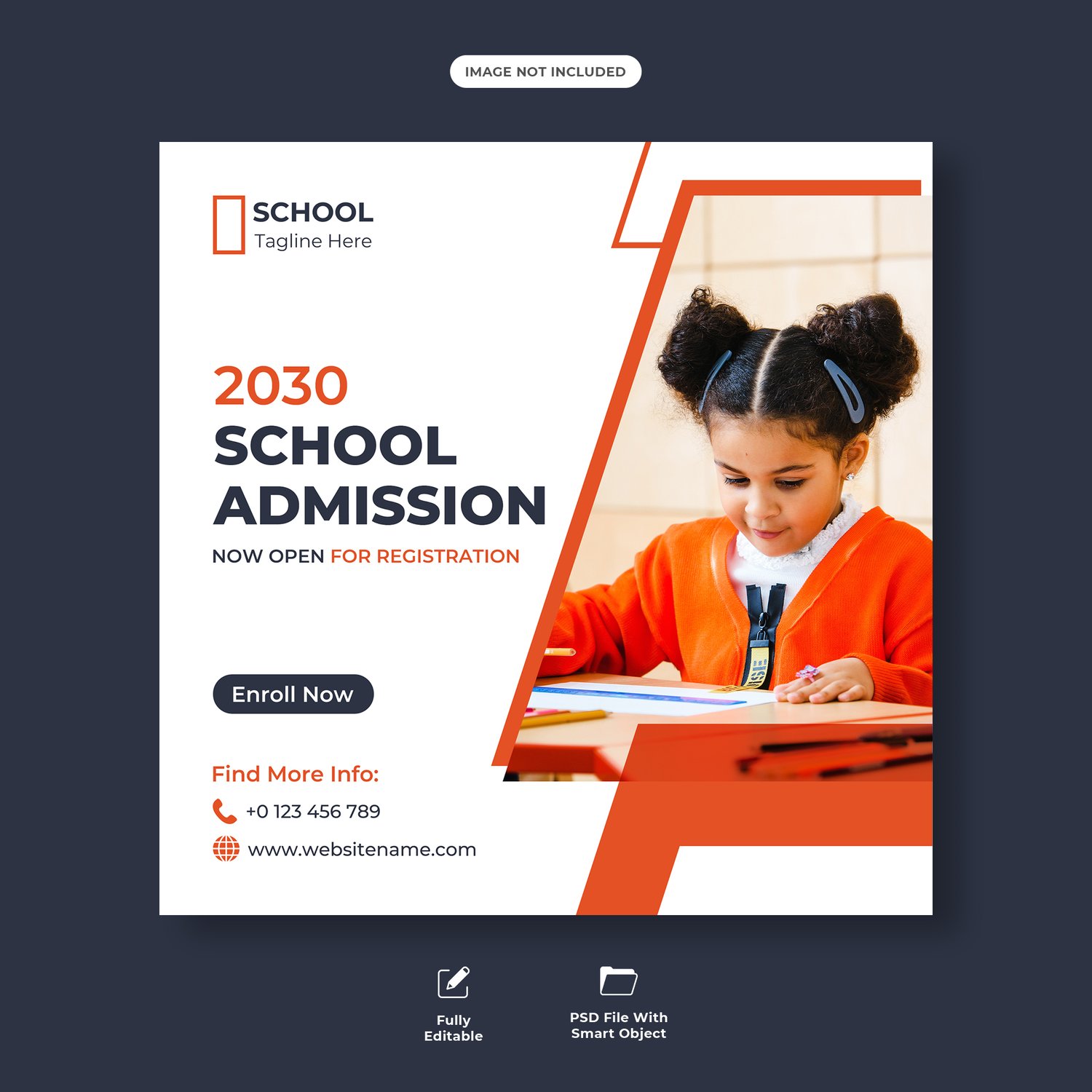 School admission social media post template