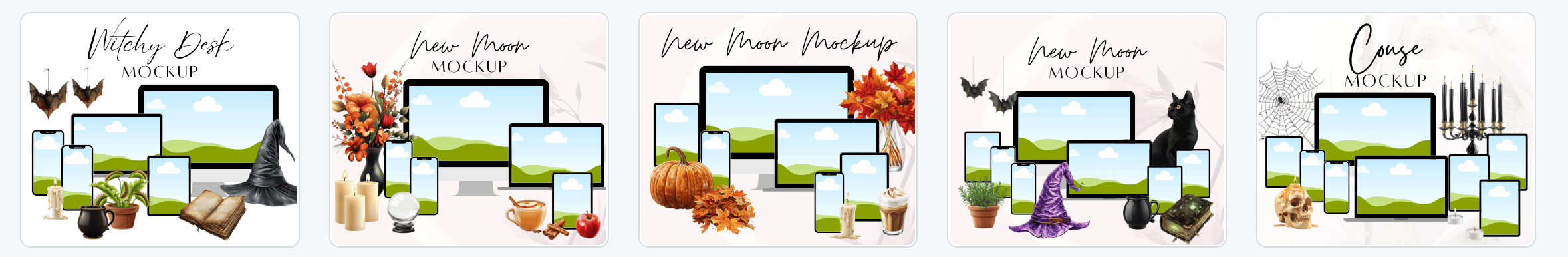Halloween digital product mockups