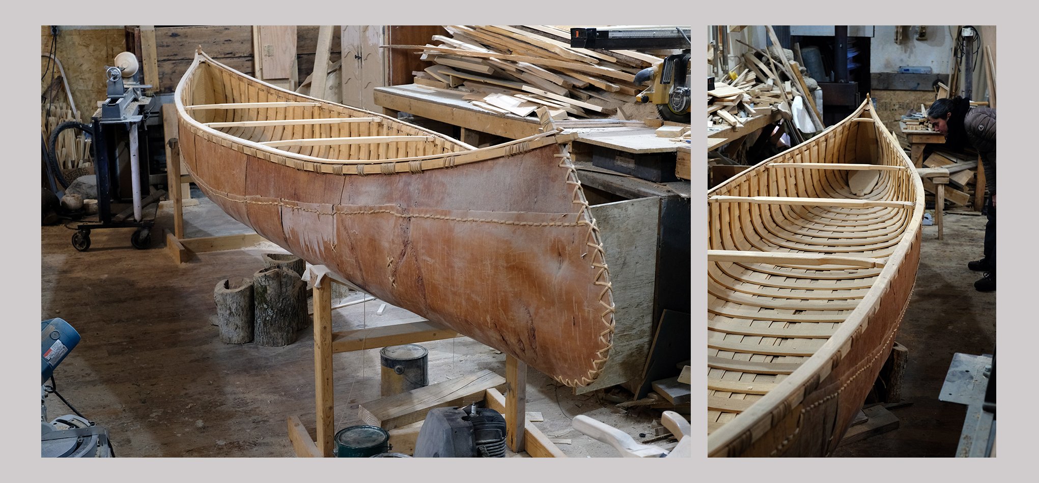 Canoé écorce bouleau natif