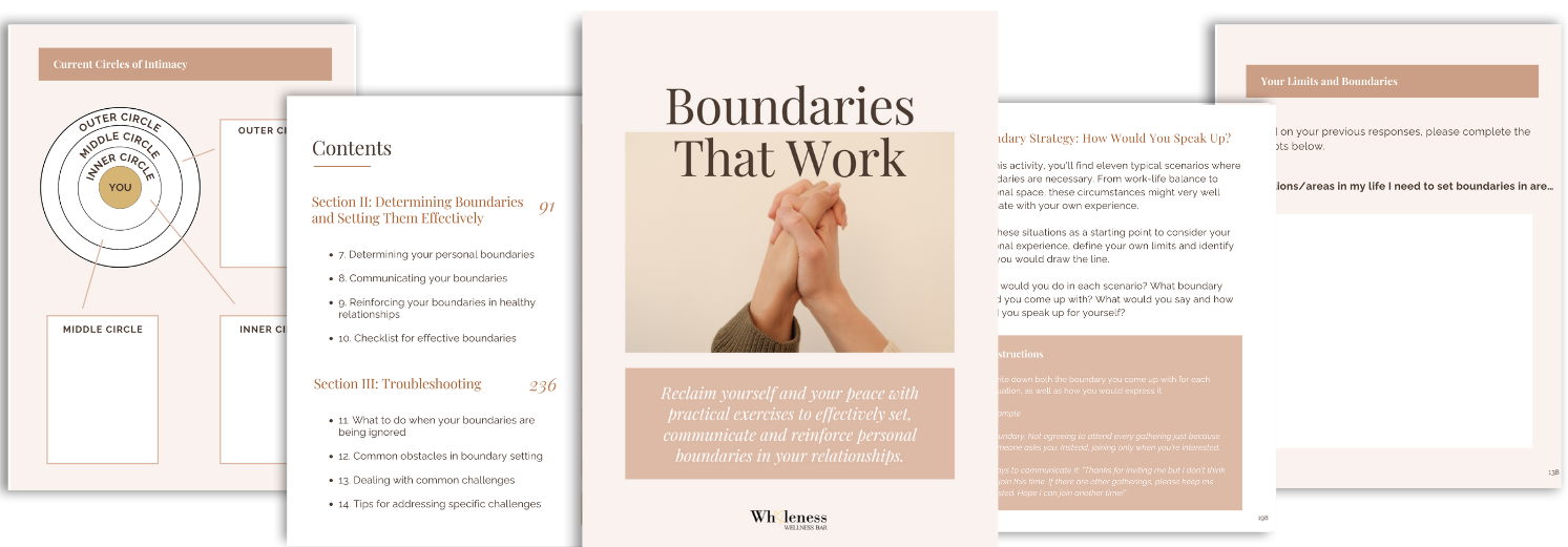 Boundary setting guide, workbook, worksheets for healthy relationships