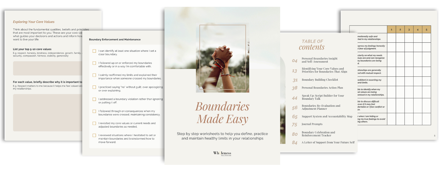 Boundary setting worksheets, workbook, healthy relationships