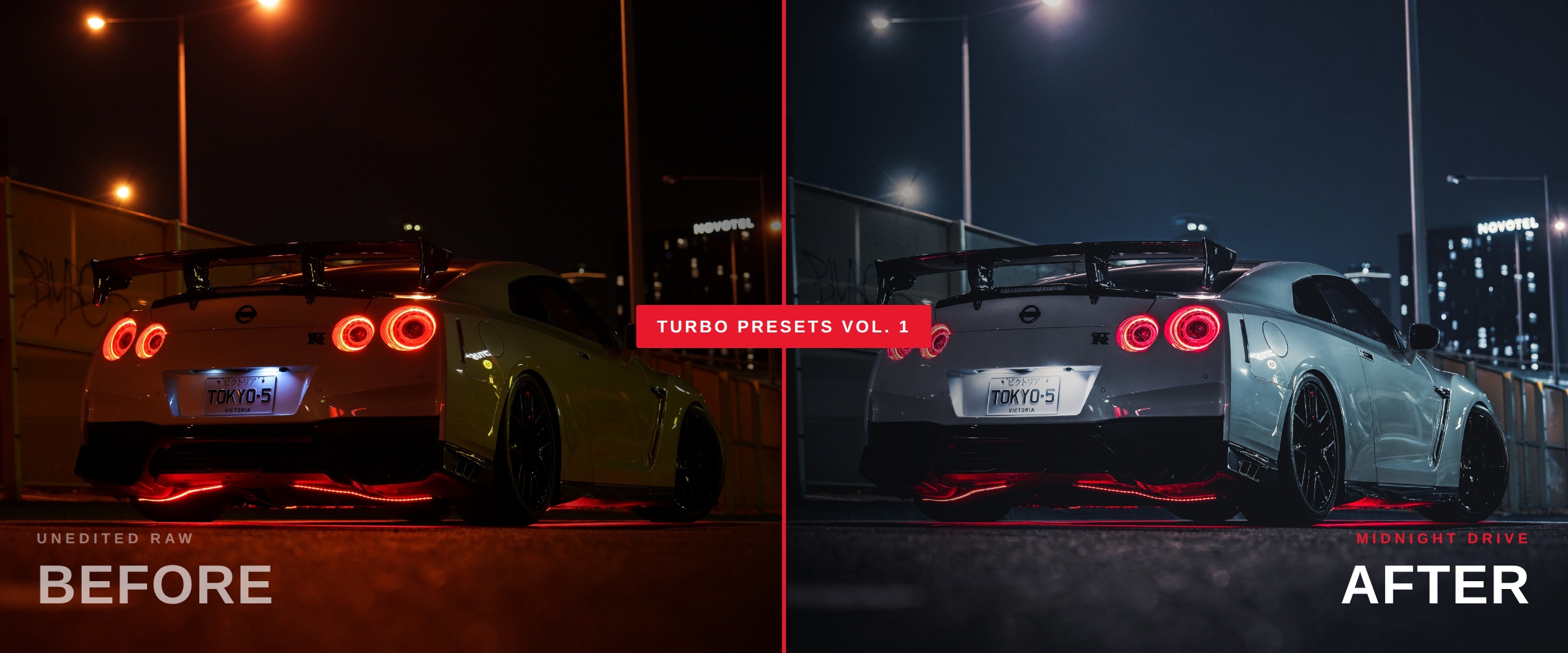 GTR R35 image edited before and after by christhroughlens