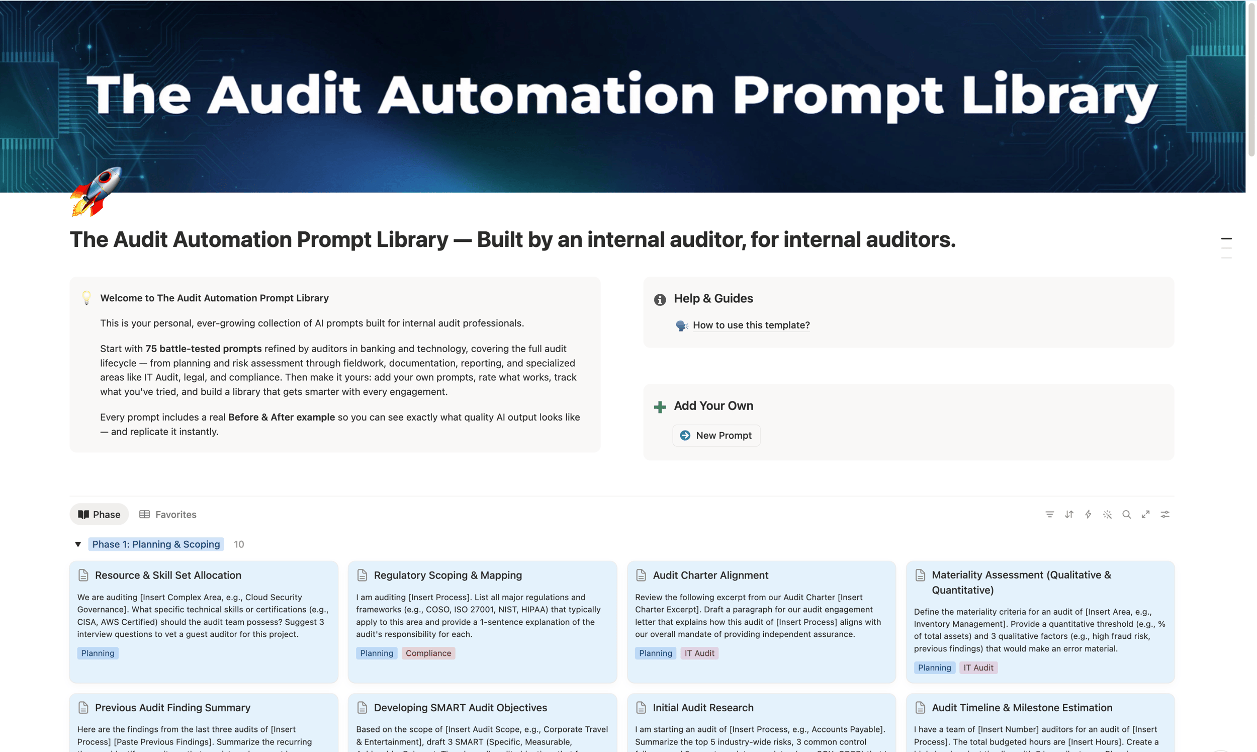 audit prompt library notion