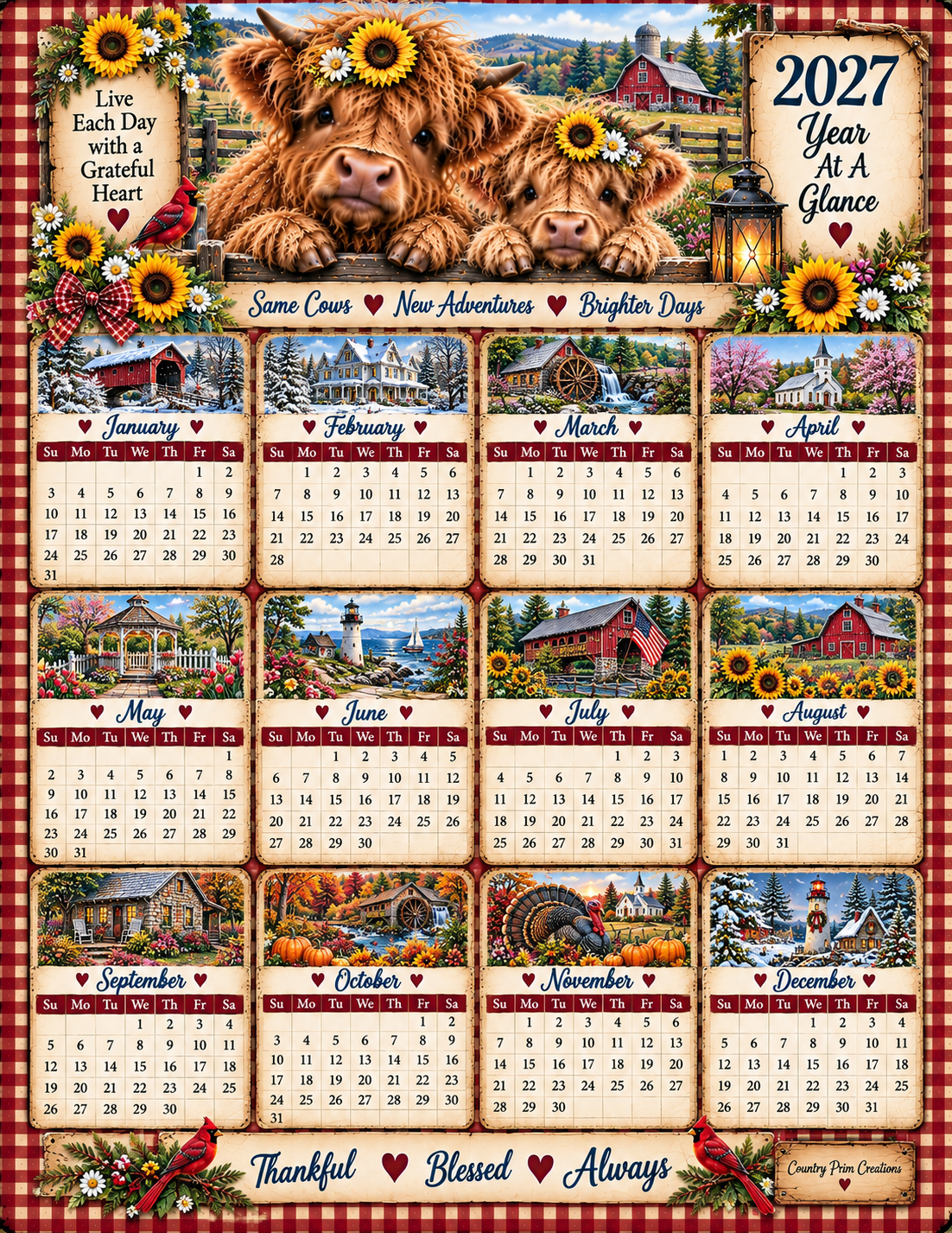 2027 HIGHLAND COW YEAR AT A GLANCE