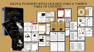igital planner, clickable links, tabbed