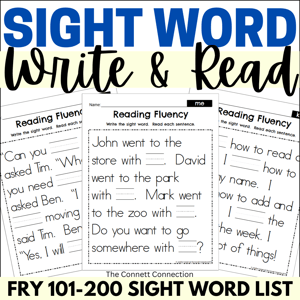 Sight Word Write and Red Fluency Reading Passages for Fry 101-200 Sight Words