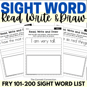 Sight Word read, write and draw for Fry 101-200