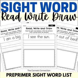 Read write and draw preprimer sight word list