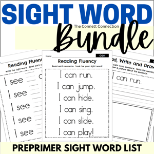 Preprimer sight word fluency bundle