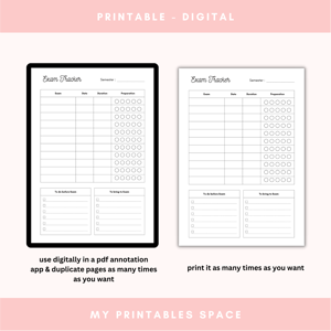 printable study planner that can be used digitally in a pdf annotation app