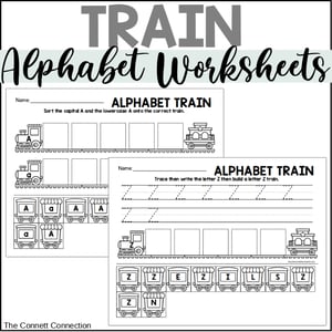 Alphabet Train Worksheets for Letter Recognition and Handwriting