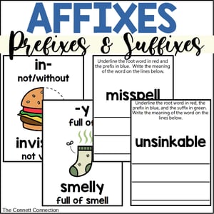 Affixes Task Cards for Prefixes and Suffixes
