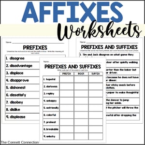 Affixes Worksheets for Prefixes and Suffixes