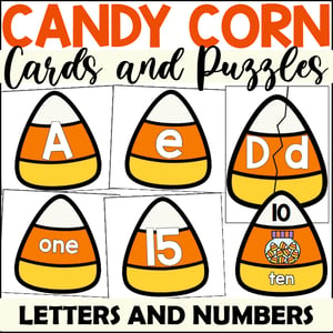 Candy Corn Alphabet and Number Cards and Puzzles