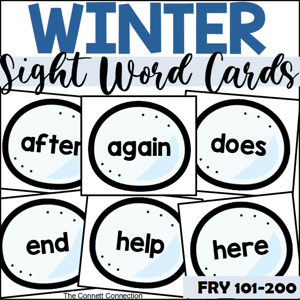 Winter Sight Word Cards Fry 101-200