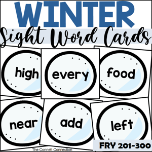 Winter Sight Word Cards for Fry 201-300
