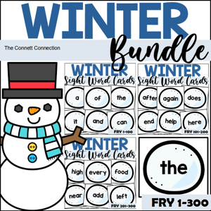 winter sight word cards for Fry 1-300