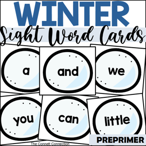 Winter preprimer sight word cards