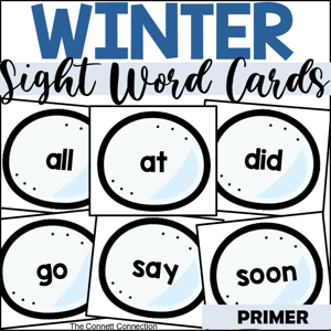 Winter primer sight word cards