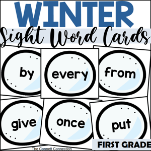 Winter sight word cards for first grade