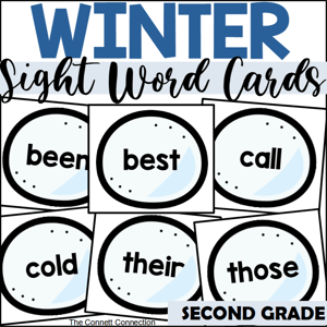 Winter sight word cards for second grade