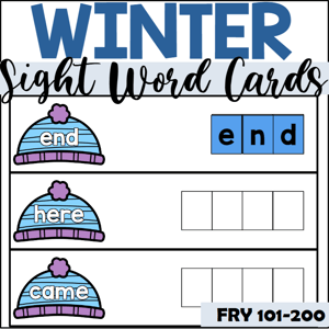 Winter Sight Word Spelling Fry 101-200