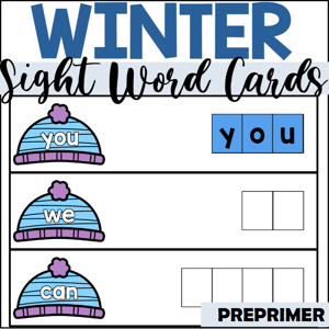 Winter preprimer sight word spelling