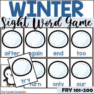 Winter sight word game wheres the penguin