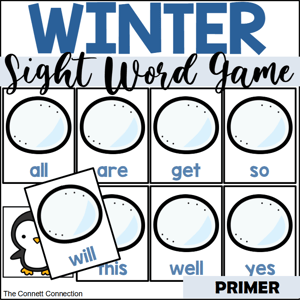 Winter primer sight word game Where's the Penguin?
