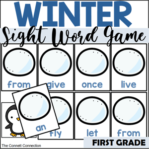 winter first grade sight word game Where's the Penguin