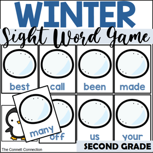 Second grade sight word game for winter Where's the Penguin?