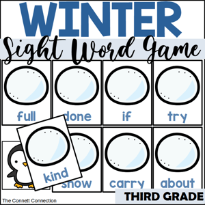 Winter third grade sight word games Where's the Penguin?
