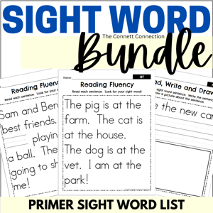 Sight word fluency passages and stories for the primer sight word list for kindergarden