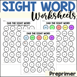 Preprimer sight word worksheets
