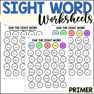 Primer Sight Word Worksheets
