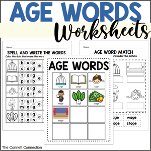 AGE words CVCe worksheets